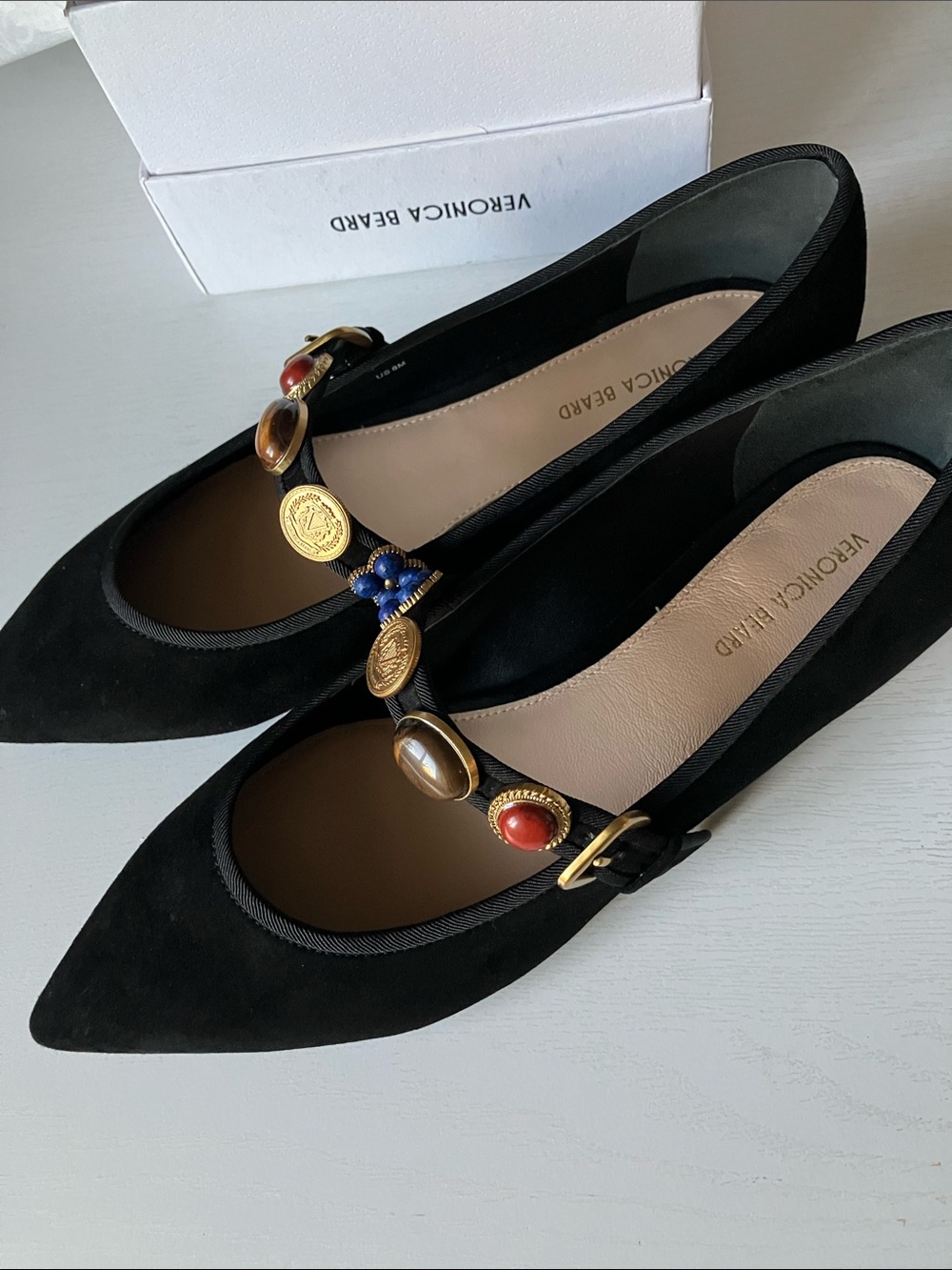 Veronica Beard Selene Charm Pointed Toe Flats (Size 8) NWOT